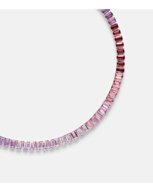 SHAY Pink Ombre Eternity 18Kt Rose Necklace With Sapphires