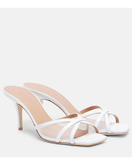 Malone Souliers Natural Perla 70 Leather And Mesh Mules