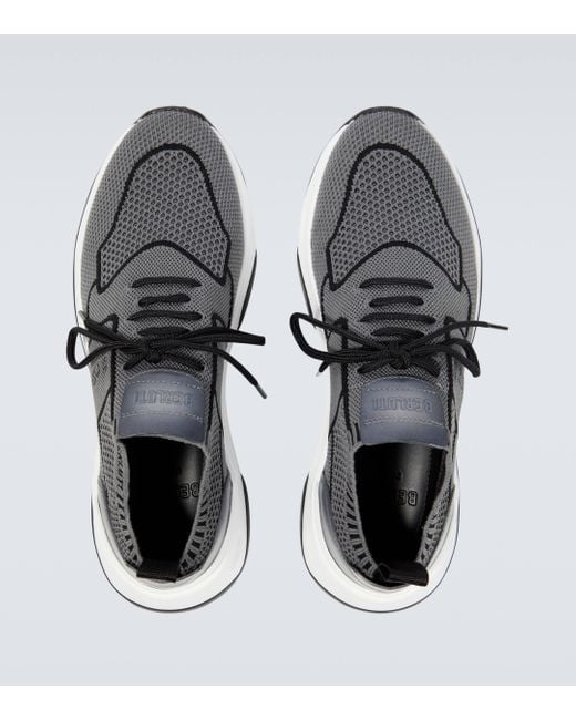 Berluti Metallic Shadow Knitted And Leather Sneakers for men