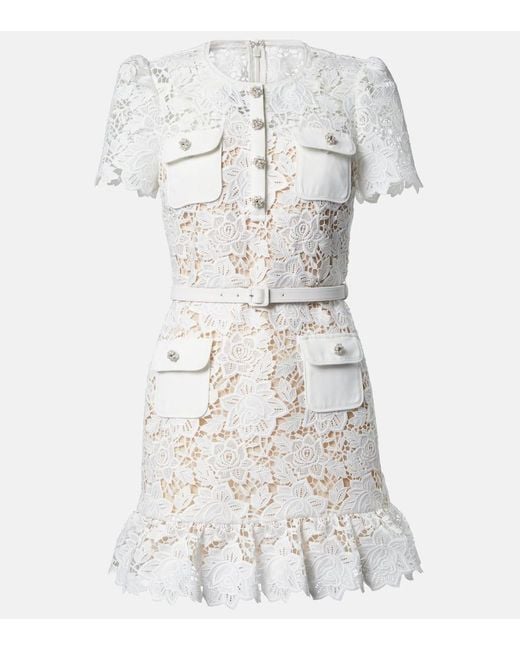 Robe En Dentelle A Fleurs Self-Portrait en coloris White