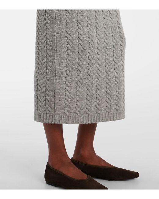 Max Mara Gray Max Mara Cable-Knit Wool And Cashmere Pencil Skirt