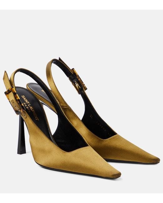 Salones Destalonados Climax 110 De Crepe Saint Laurent de color Metallic