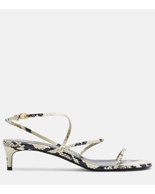 Khaite Metallic Loop 35 Snake-Effect Leather Sandals