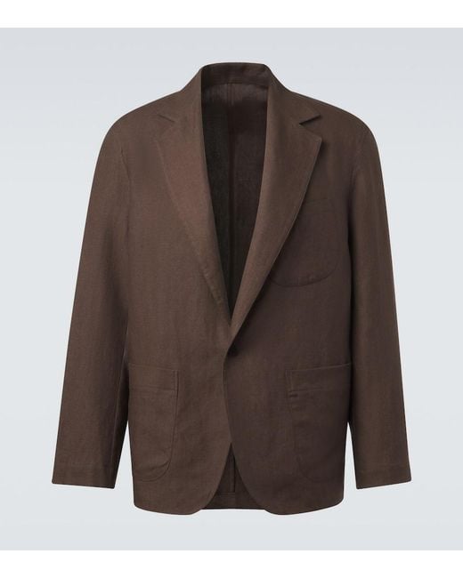 STÒFFA Brown Linen Blazer for men