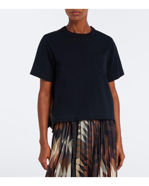 Sacai Black X A.P.C. Pleated Cotton T-Shirt