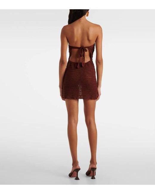 Anna Kosturova Purple Floral Crochet Cotton Bustier Dress