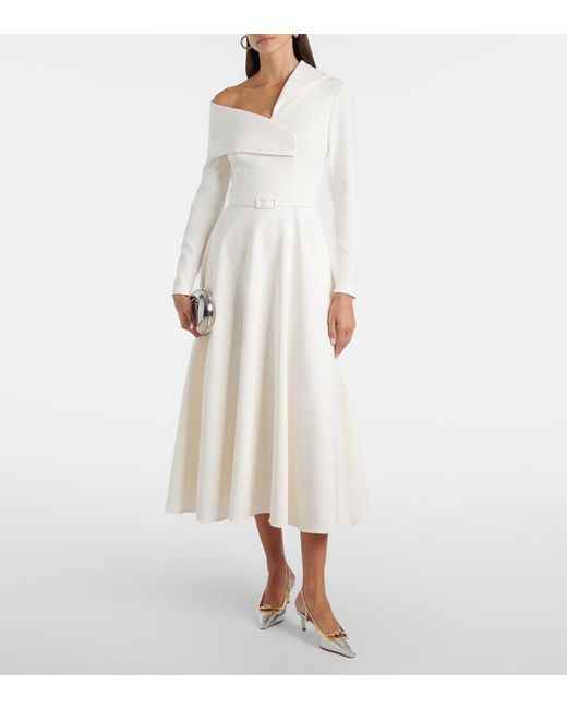 Safiyaa White Odelle Asymmetric Midi Dress