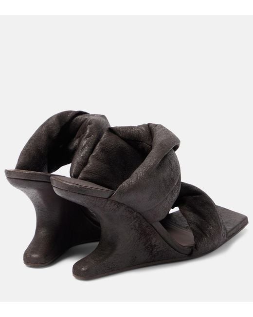 Rick Owens Black Twisted Cantilever 80 Leather Mules