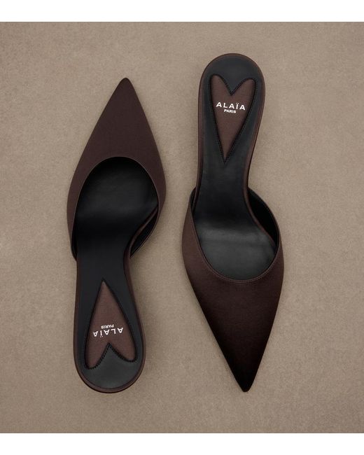 Alaïa Brown Le Coeur Satin Mules