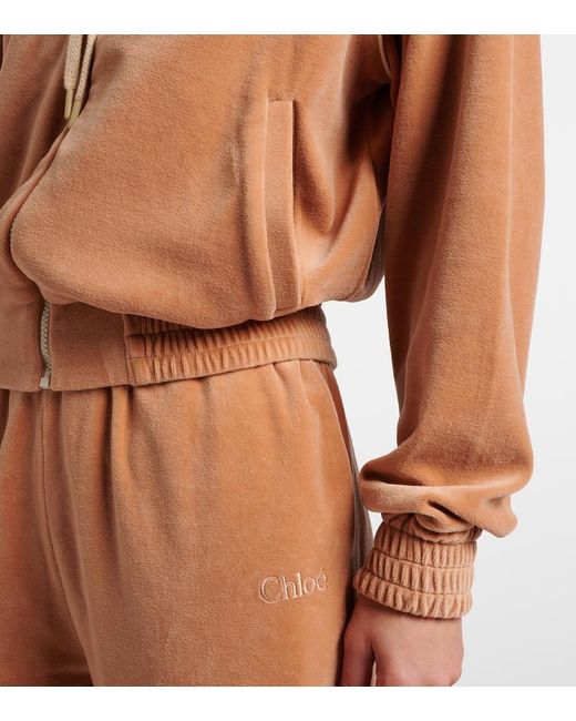 Chloé Brown Cotton-Blend Velour Zip-Up Sweatshirt