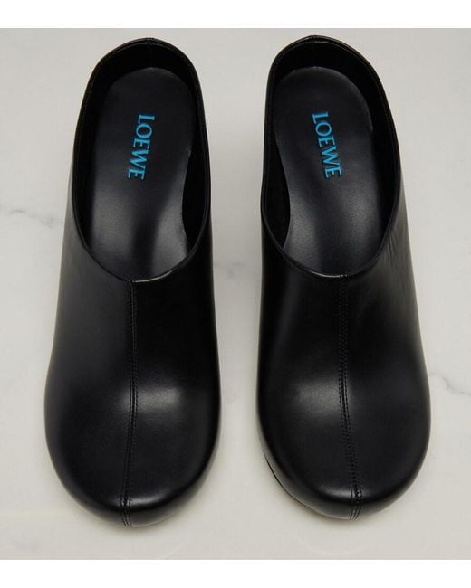 Loewe Black Oval Leather Mules