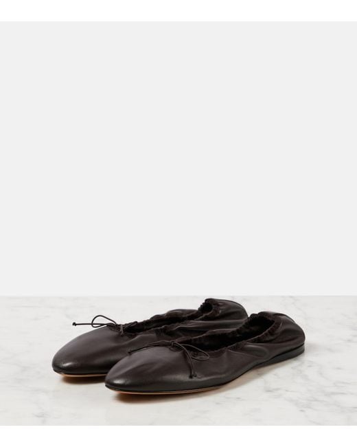 The Row Black Awar Leather Ballet Flats
