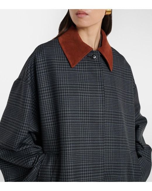 Rohe Black Prince Of Wales Check Virgin Wool Coat