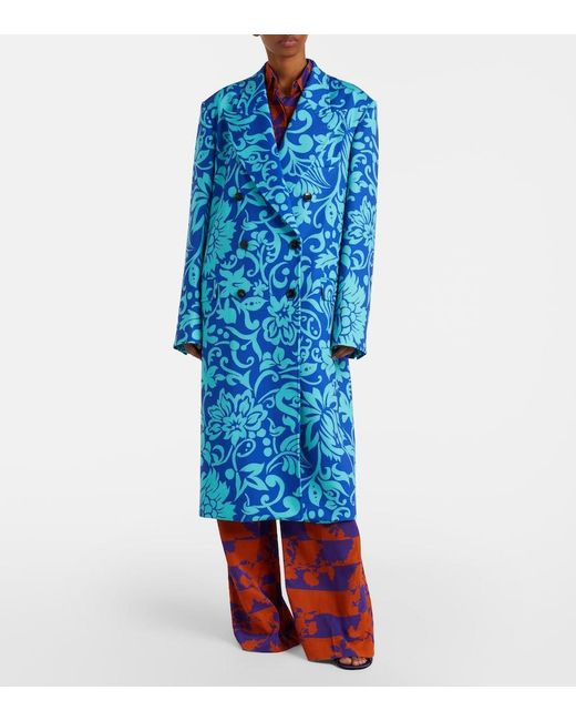 Dries Van Noten Blue Rosea Printed Coat