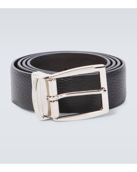Canali Black Leather Belt for men
