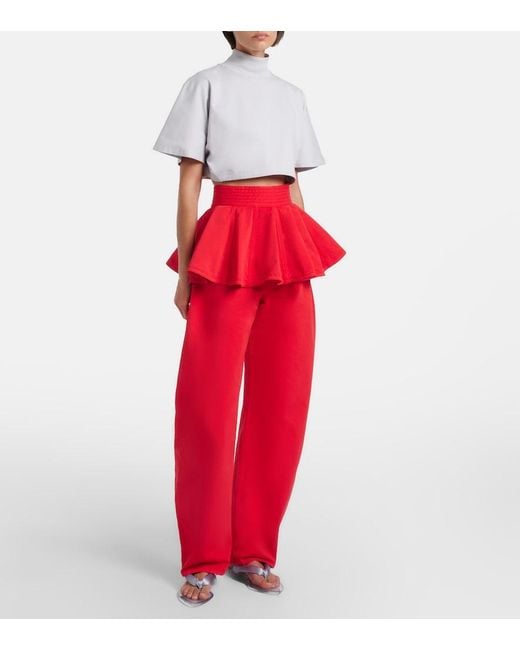 Alaïa Red Barrel-Leg Jeans