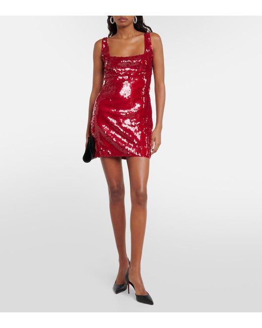 Robe Eclipse A Sequins Staud en coloris Red