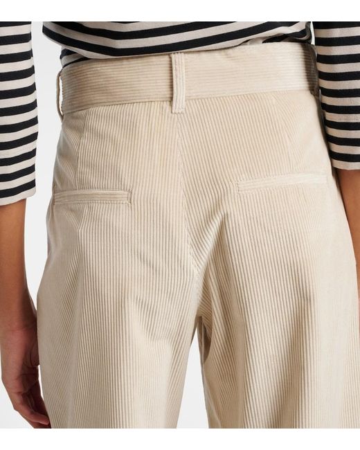 Max Mara Natural Eneide Cotton Corduroy Wide-Leg Pants