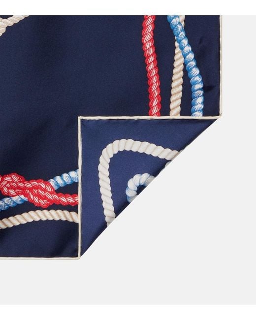 Prada Blue Printed Silk Twill Scarf