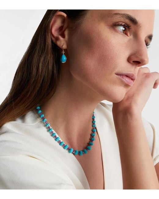 Ileana Makri Blue 14Kt Drop Earrings With And Diamonds