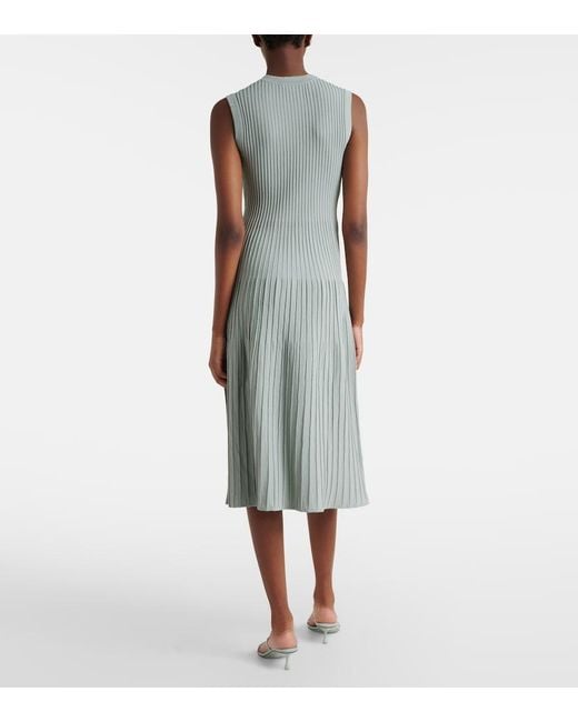 Max Mara Green Egizio Ribbed-Knit Midi Dress