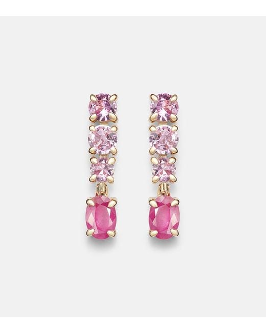 STONE AND STRAND Pink 14Kt Earrings With Sapphire And Ruby