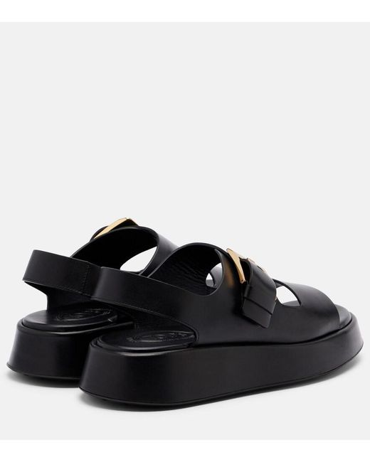 Tod's Black Leather Platform Sandals