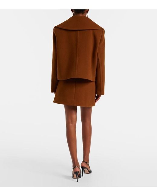 Patou Brown Cropped Wool-Blend Jacket