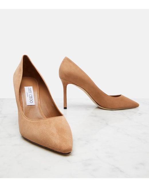 Jimmy Choo Brown Romy 85 Suede Pumps
