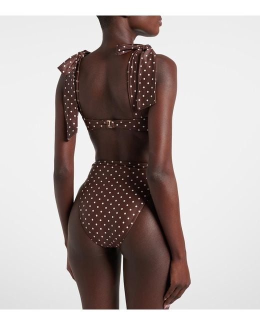 SAME Brown Polka-Dot High-Rise Bikini Bottoms