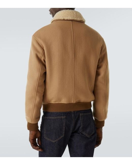 Tom Ford Brown Shearling-Trimmed Virgin Wool Blouson for men