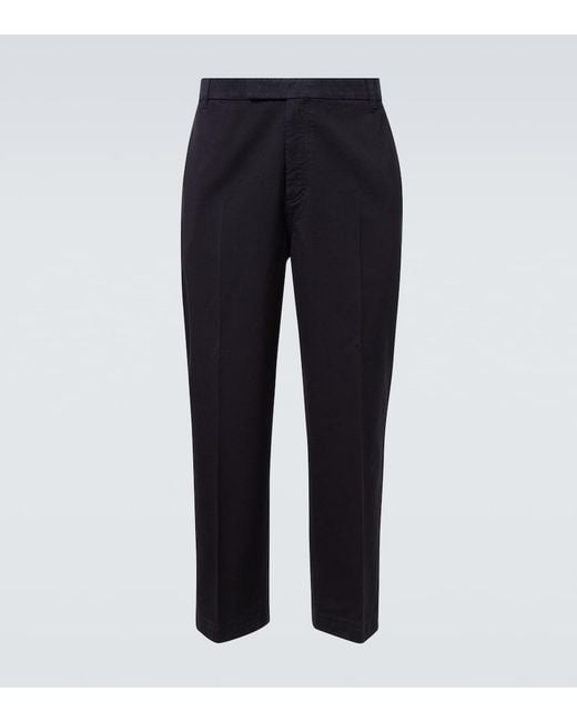 Thom Browne Blue Cotton Twill Straight Pants for men