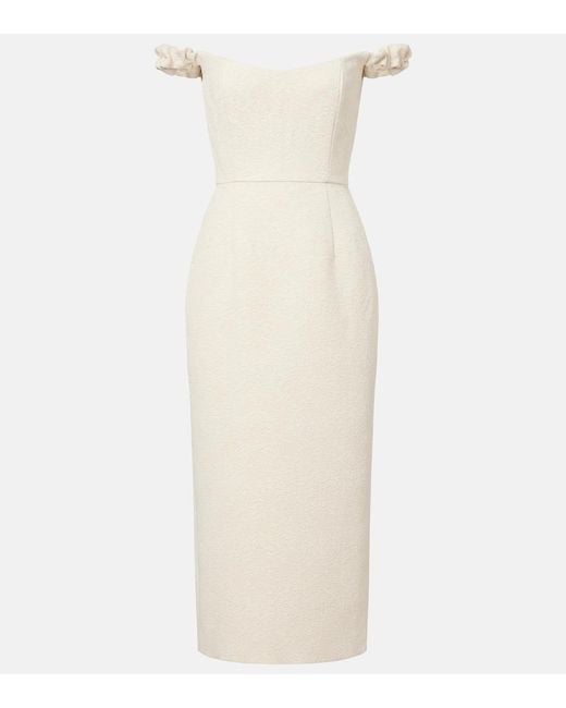 Markarian Natural Bridal Amina Wool-Blend Jacquard Midi Dress
