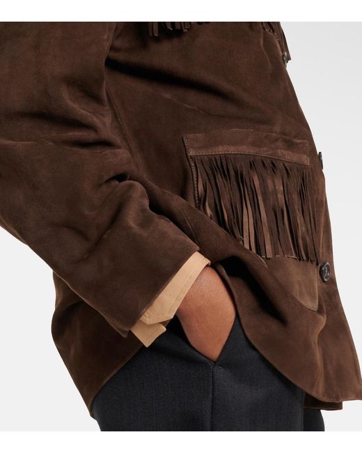Nili Lotan Brown Foudre Fringed Suede Jacket