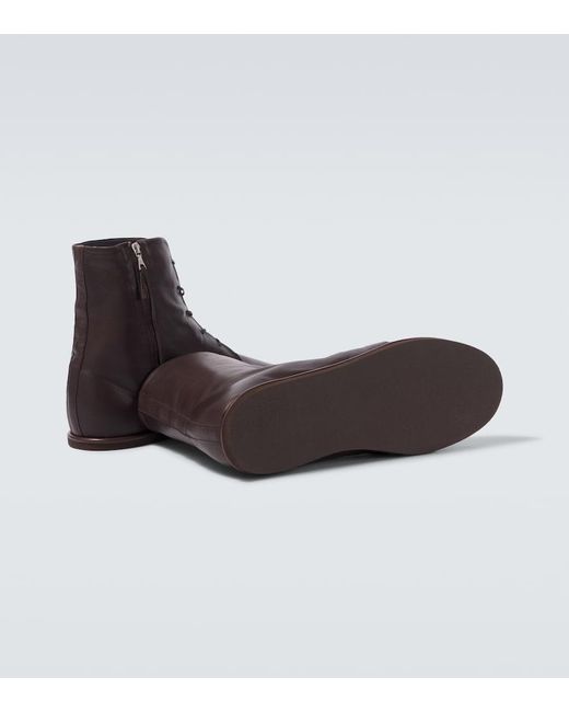 Auralee Brown Leather Ankle Boots for men