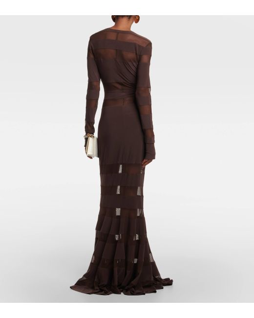 Norma Kamali Brown Spliced Dress Fishtail Gown