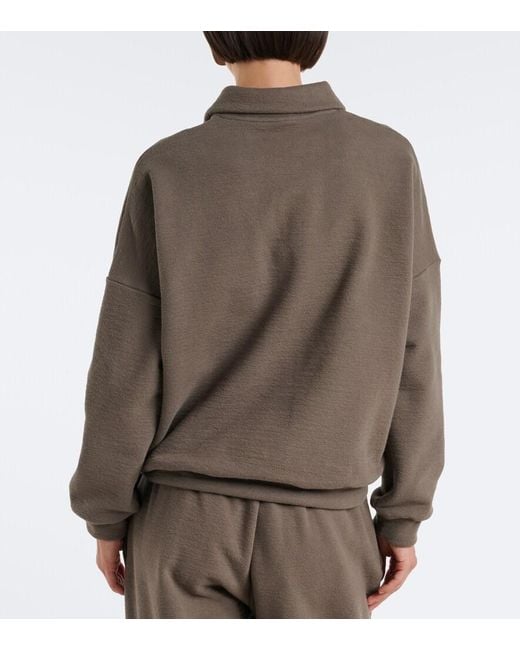 Magda Butrym Green Cotton-Blend Fleece Polo Sweater