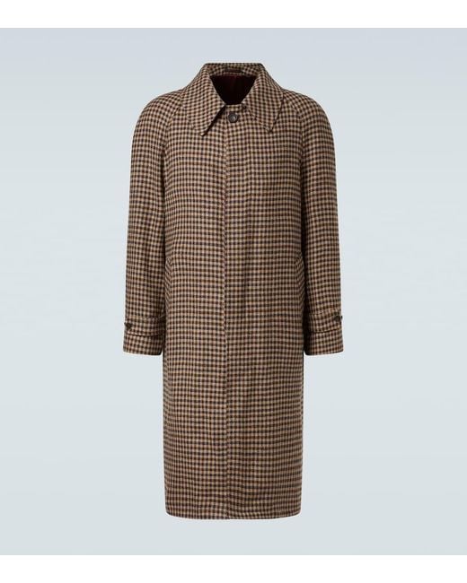 Rubinacci Brown Houndstooth Virgin Wool Coat for men