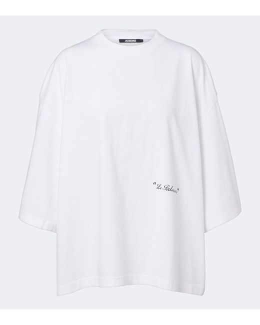 Jacquemus White Le Palmier Printed Cotton Jersey T-Shirt