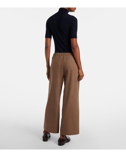 Max Mara Brown Livio Wool And Cashmere Wide-Leg Pants