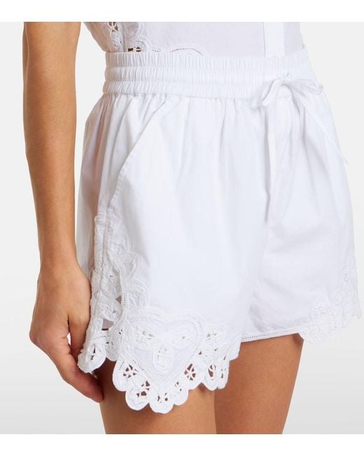 Veronica Beard White Vivaldi Embroidered Cotton Shorts