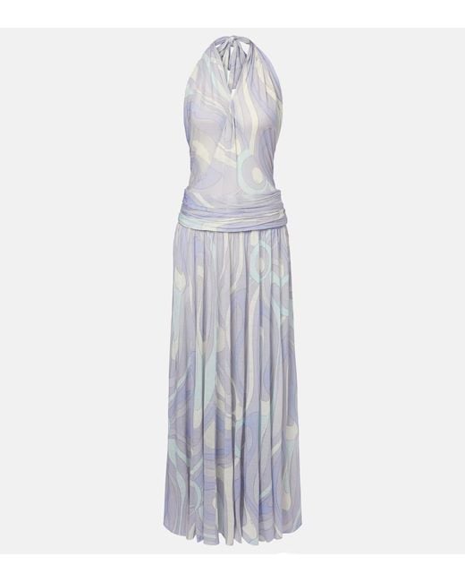 Emilio Pucci White Robe Iride Aus Einem Wollgemisch