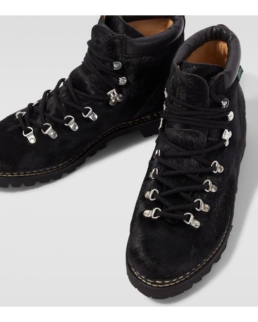 Junya Watanabe Black Paraboot Calf Hair Lace-Up Boots for men