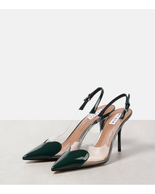 Alaïa Green Le Cour 90 Patent Leather Slingback Pumps