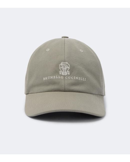 Brunello Cucinelli Gray Logo Cotton Baseball Cap for men