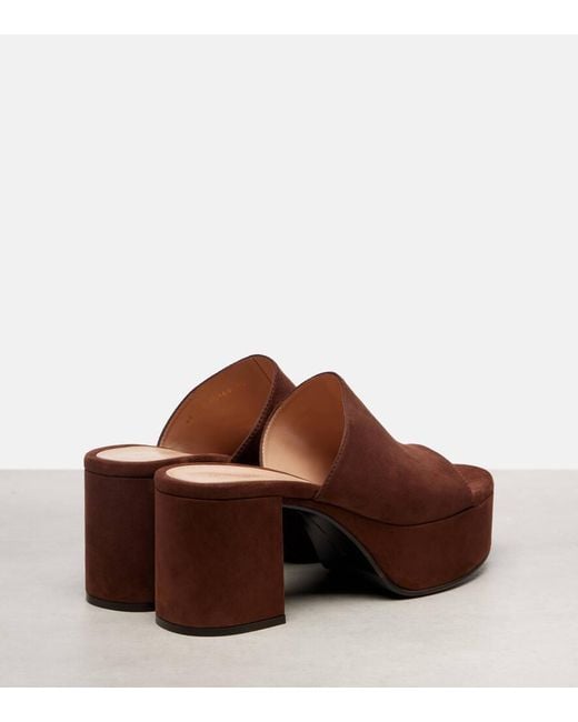 Gianvito Rossi Brown Suede Platform Mules