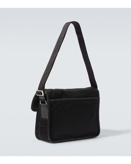 Prada Black Re-Nylon Leather-Trimmed Shoulder Bag for men
