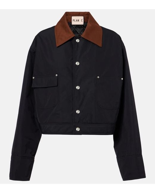 Plan C Black Cropped Twill Jacket