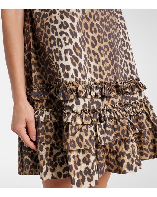 Ganni White Dress With Animal Print