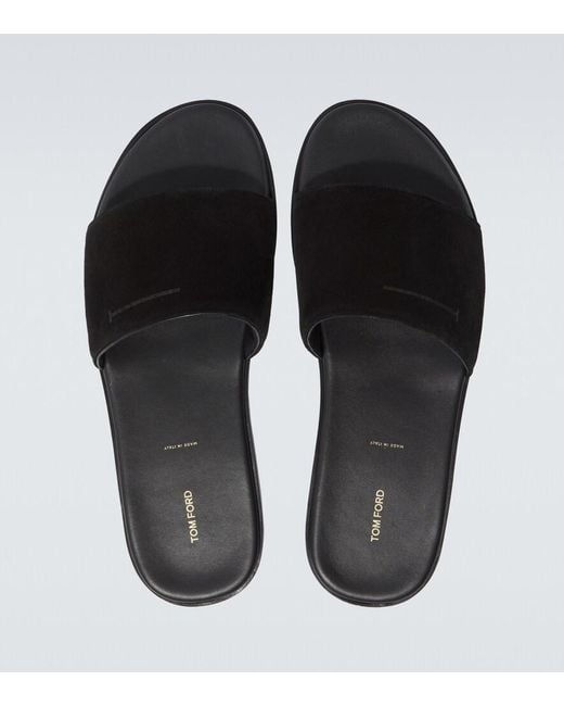 Tom Ford Black Suede Slides for men